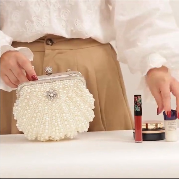 Gatsby Roaing 20s Pearl Bridal Evening Purse Large Pearl Flapper Clutch Bag 👛 - Picture 5 of 7